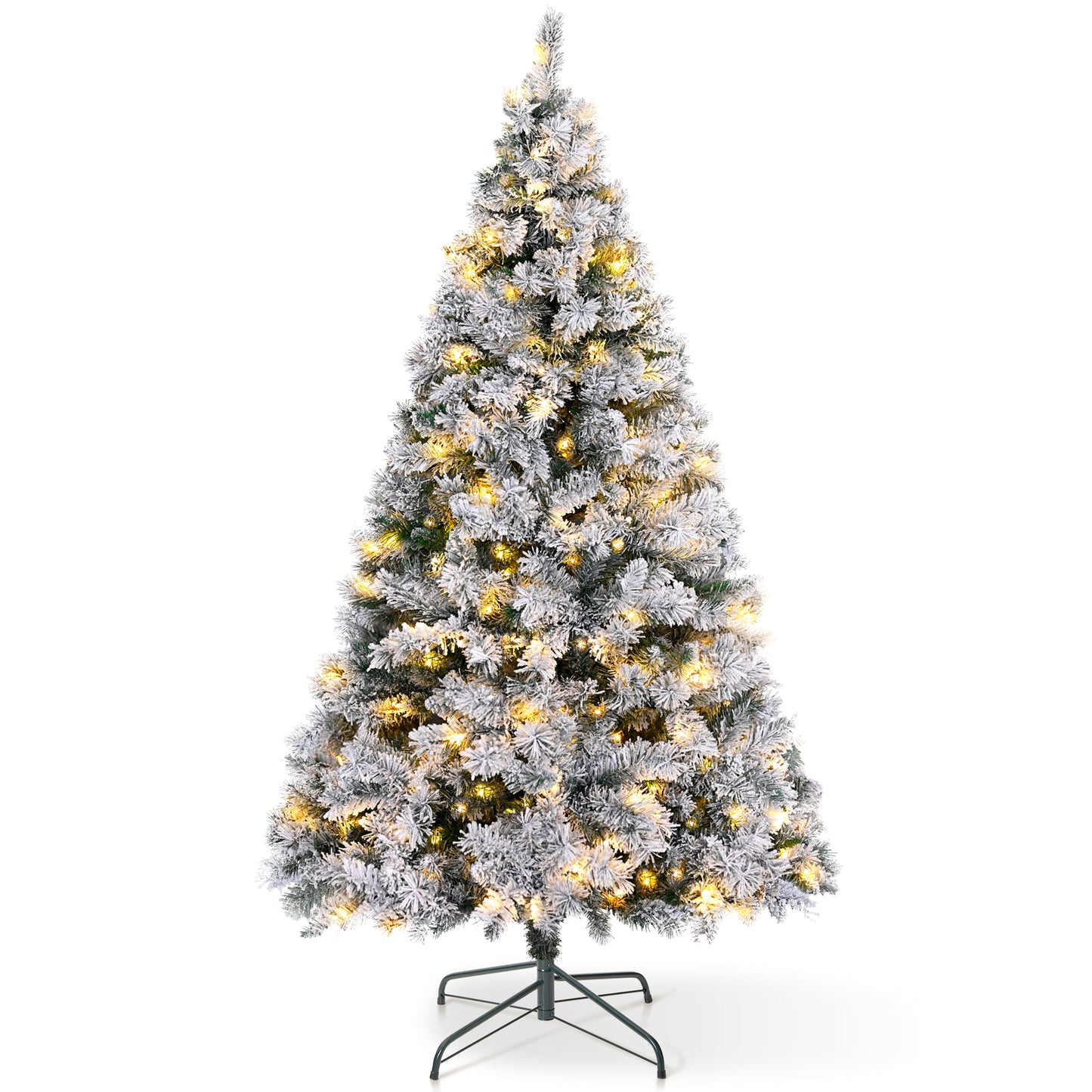 VeryMerry Pre Lit Snowy Christmas Tree with Built-In Warm White LED Lights with Auto-Off Timer
