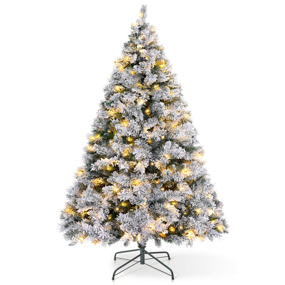 VeryMerry Pre Lit Snowy Christmas Tree with Built-In Warm White LED Lights with Auto-Off Timer