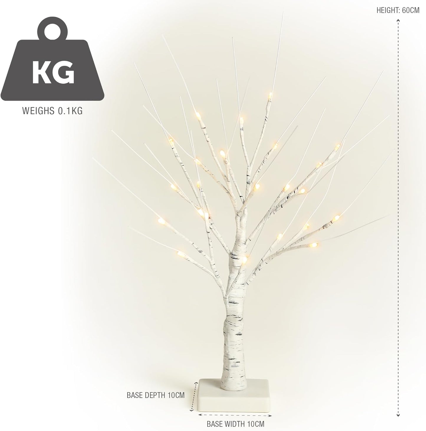 Twig Birch Tree with Lights Christmas Tree Ornament Pre-Lit