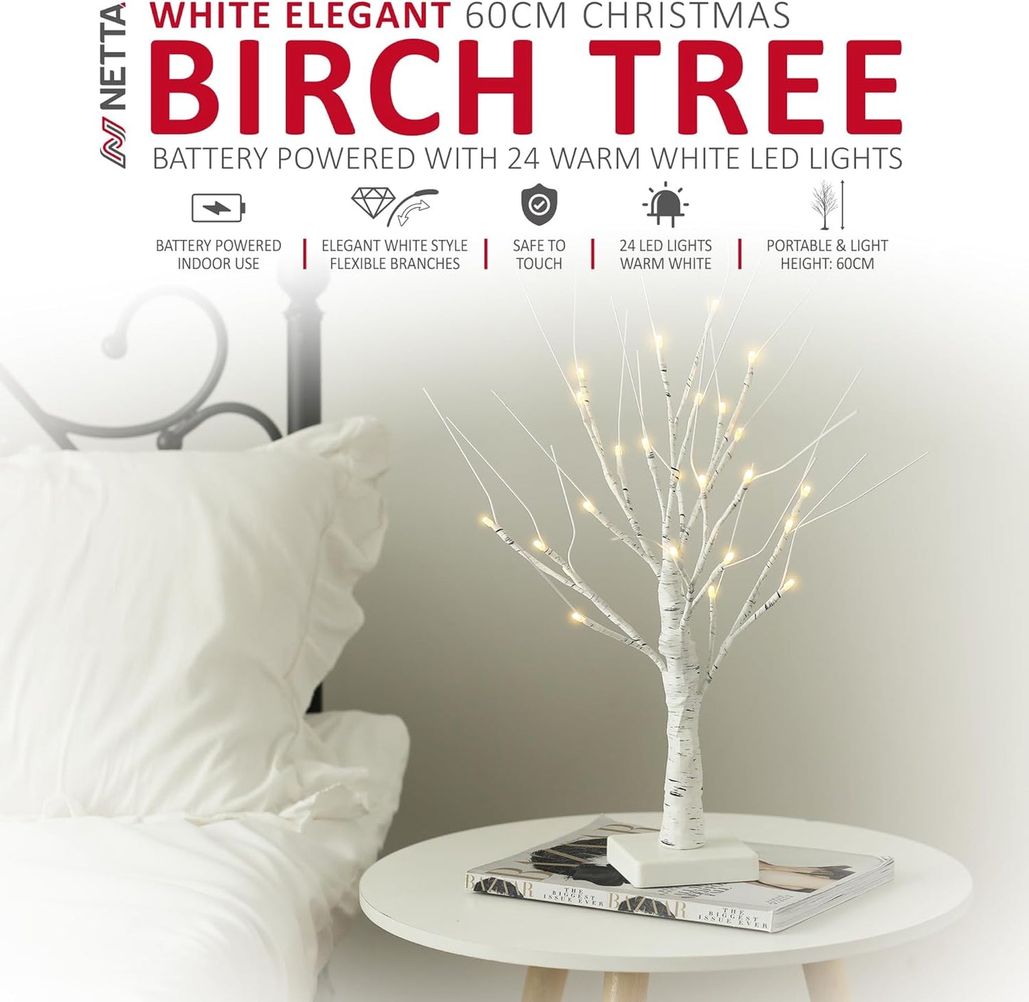 Twig Birch Tree with Lights Christmas Tree Ornament Pre-Lit