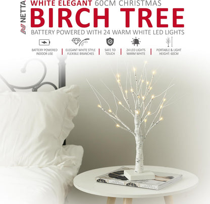 Twig Birch Tree with Lights Christmas Tree Ornament Pre-Lit