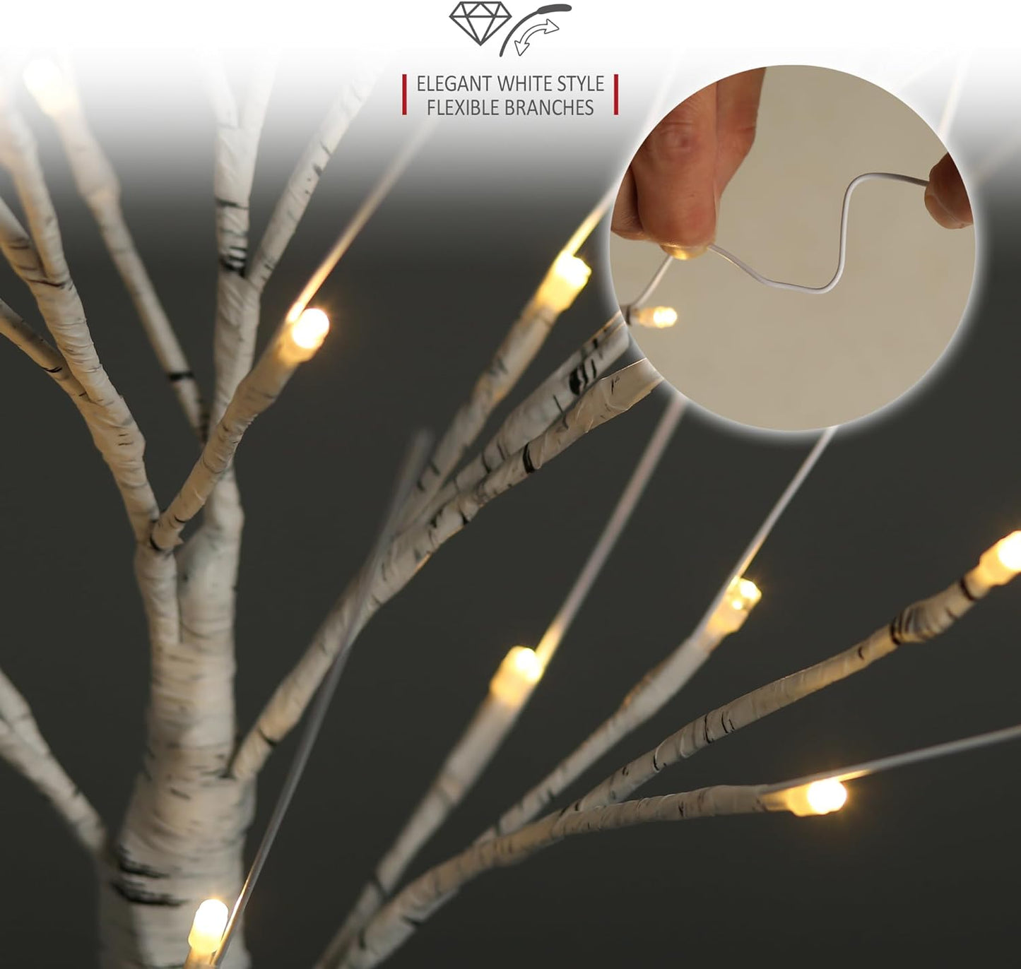 Twig Birch Tree with Lights Christmas Tree Ornament Pre-Lit