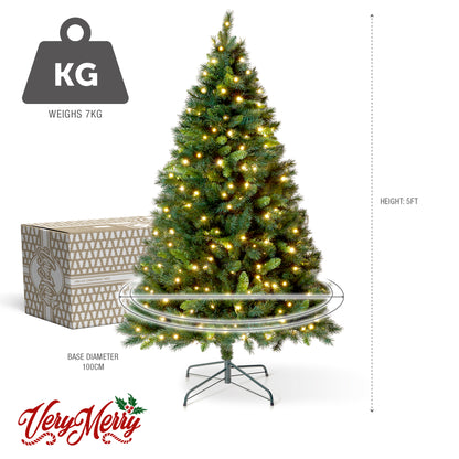 Snowhill Pre Lit Christmas Tree with Led Lights and Timer, 8 Light Modes