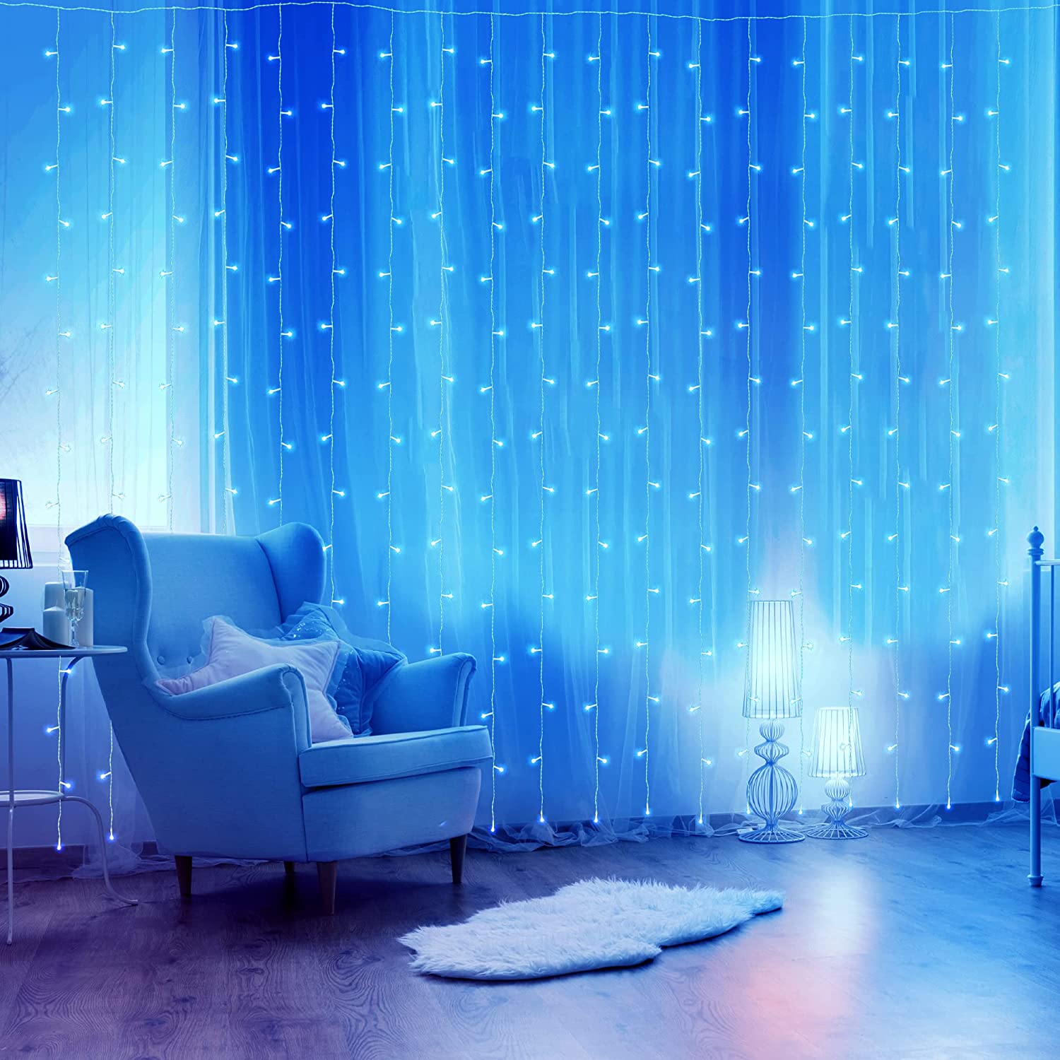 Curtain Fairy Lights, Waterproof LED With Timer 8 Mode Cool White