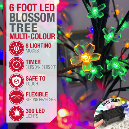 Cherry Blossom Multi-Colour LED Tree with Timer