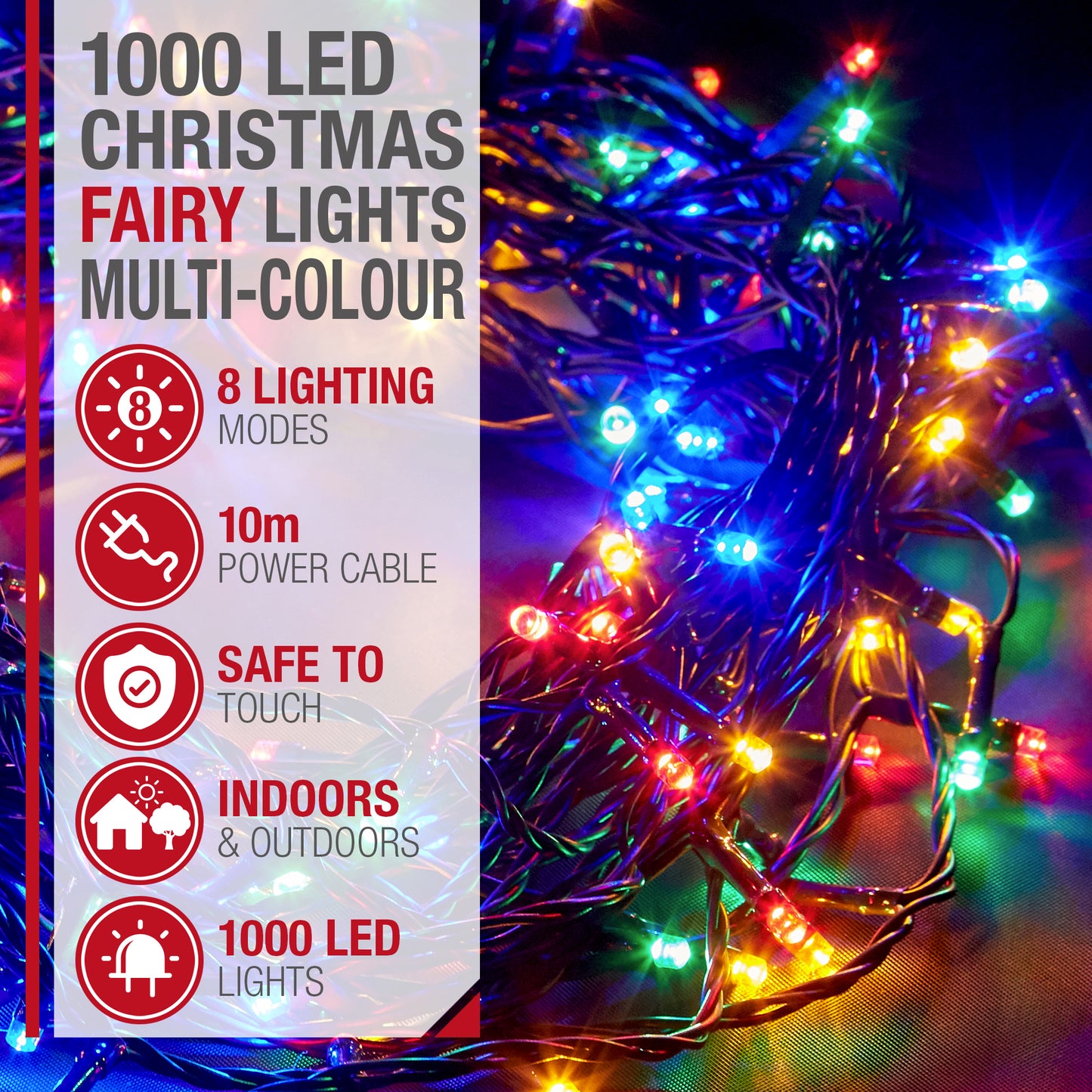 Fairy Multi Color LED light with Timmer  -Green Cable