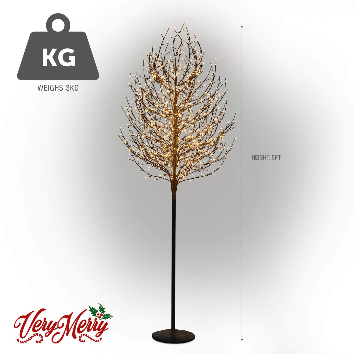 Micro Dot Warm White LED Tree with Timer -Black