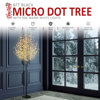 Micro Dot Warm White LED Tree with Timer -Black