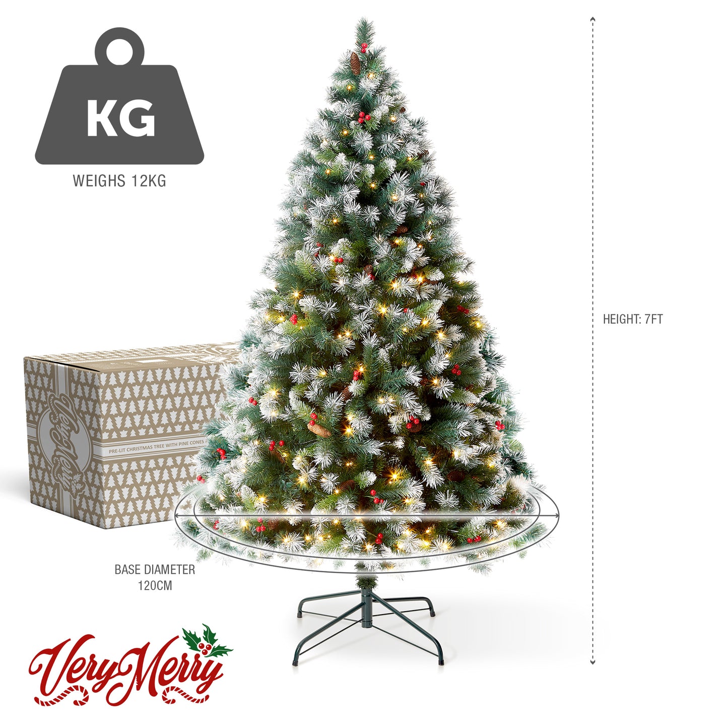 Claudia Pre Lit Christmas Tree Pre installed LED Lights with Timer